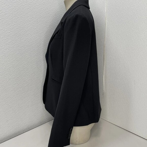 Argent Women's Schoolboy Textured Crepe Blazer – Size 14 – Black - Picture 4 of 6